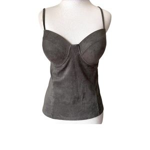 GUESS SL Dylan Suede Gray Bustier| Adjustable Straps| Padded Top| Tank Top| L